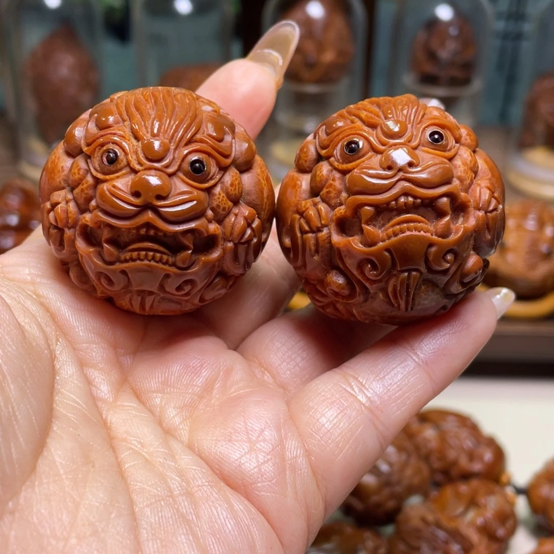橄榄核吊坠亮圆貔貅一对 四零左右尺