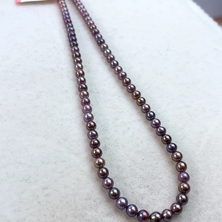 淡水珍珠银S925镶嵌项链4-5