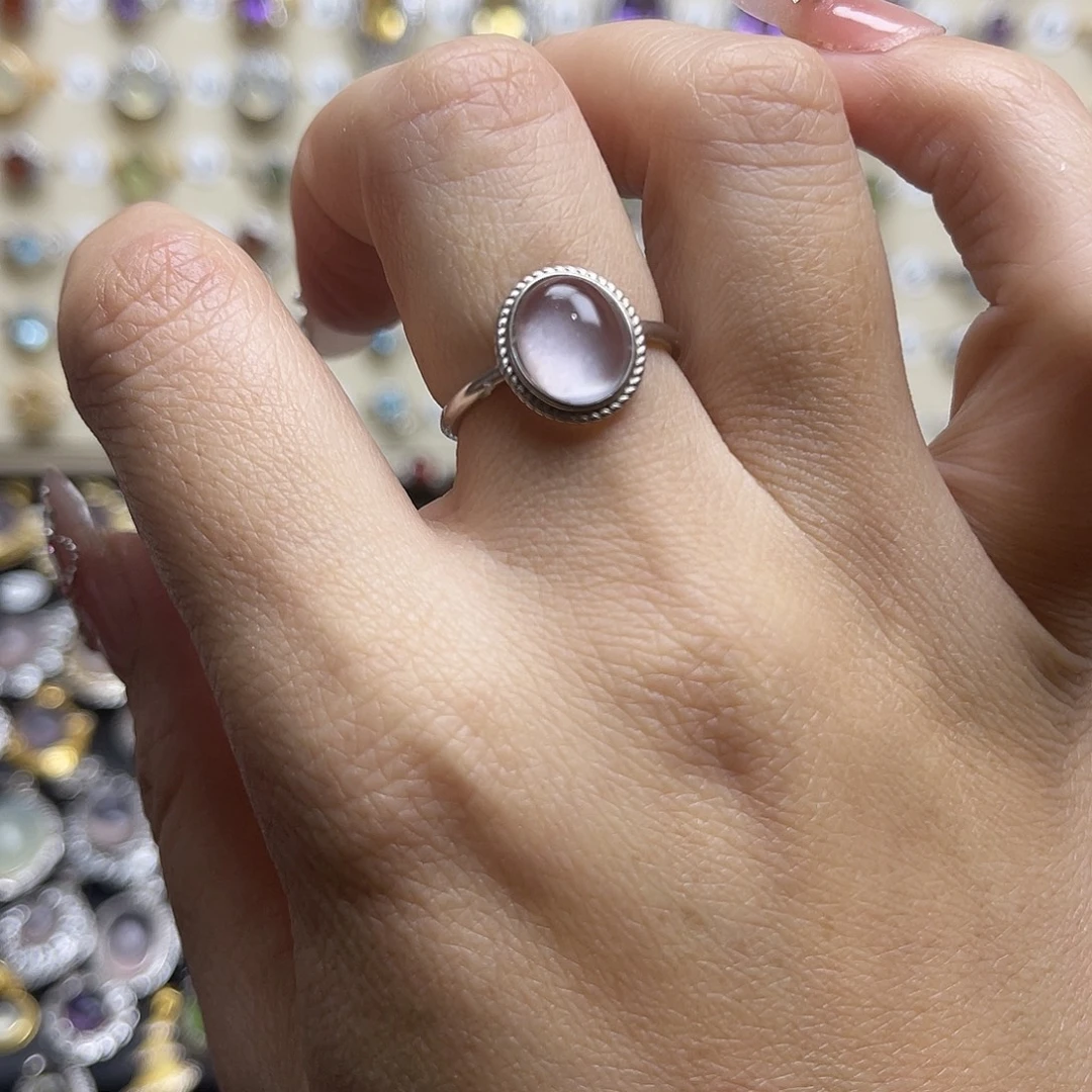 芙蓉石戒指银S925镶嵌