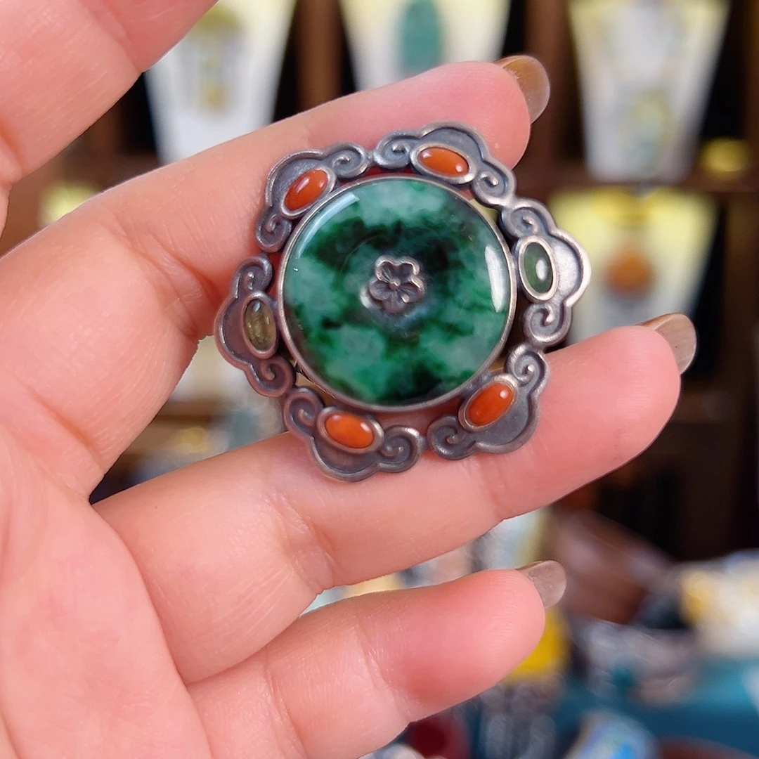 翡翠银S925镶嵌戒指/指环国风