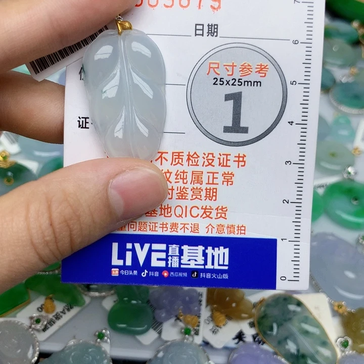 翡翠18K金镶嵌颈饰叶子