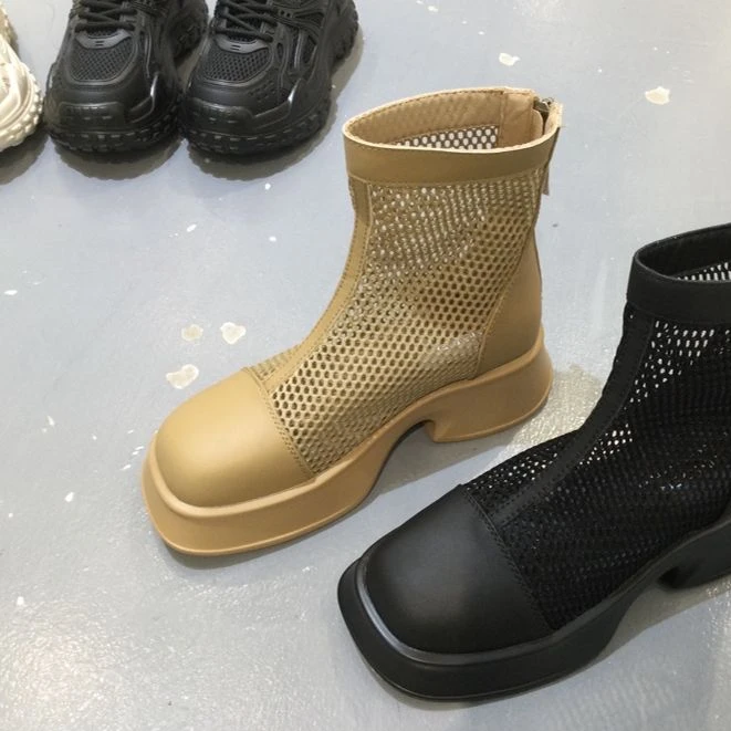 【杨杨粉丝专属】758-3B夏季透气网面百搭女后拉链休闲靴