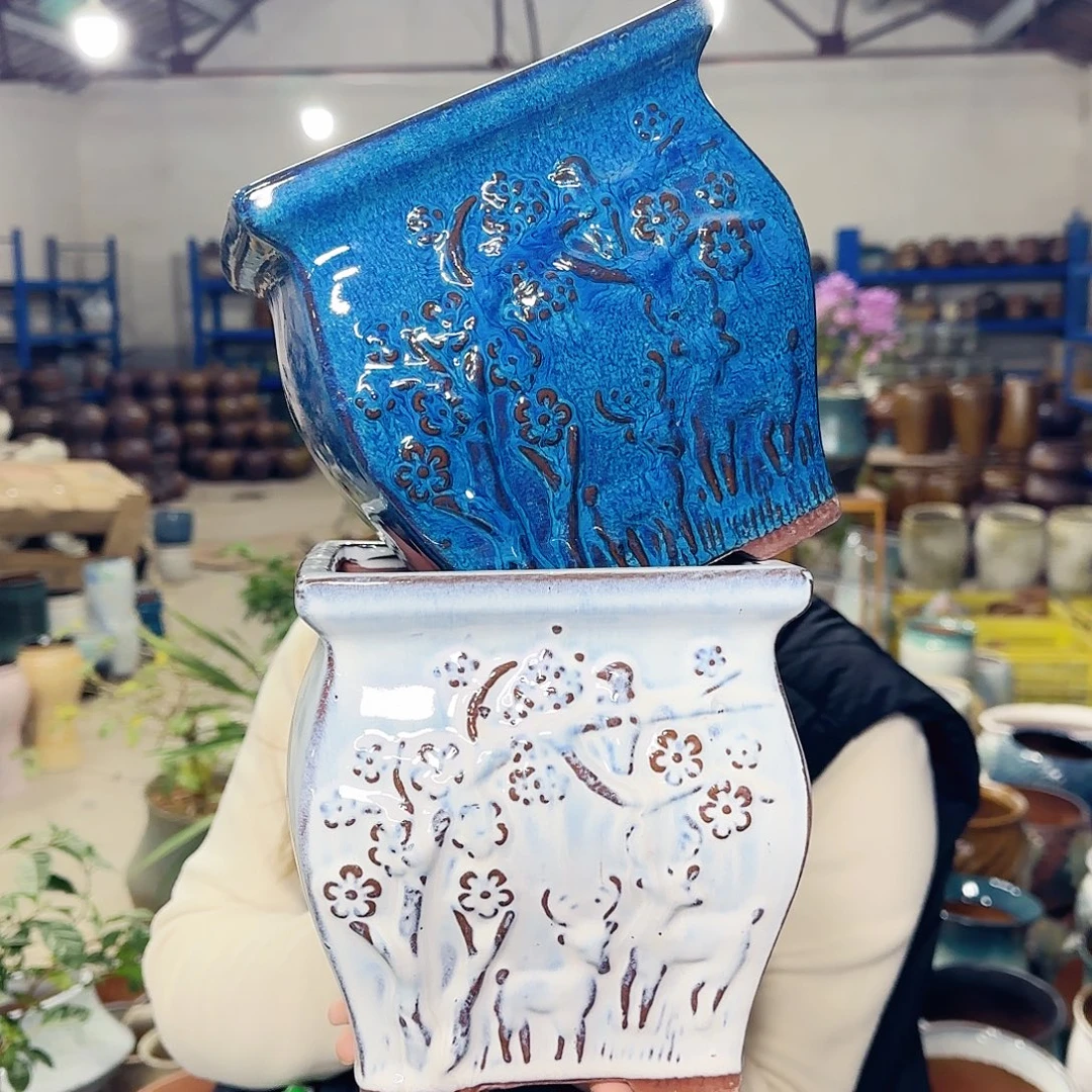 紫砂花盆高17口16