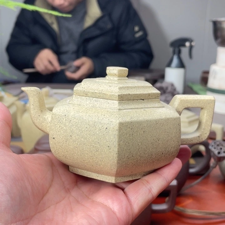 紫砂茶壶原矿无添加手磨料墨绿泥六方雪华