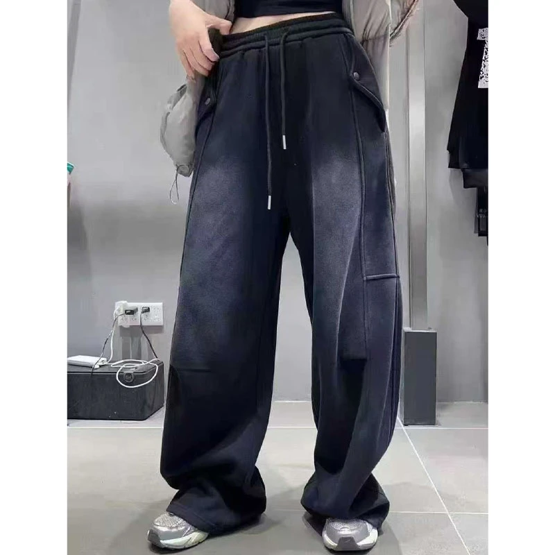 欧洲站2025秋季新款时尚休闲裤女宽松显瘦百搭直筒裤阔腿裤长裤潮