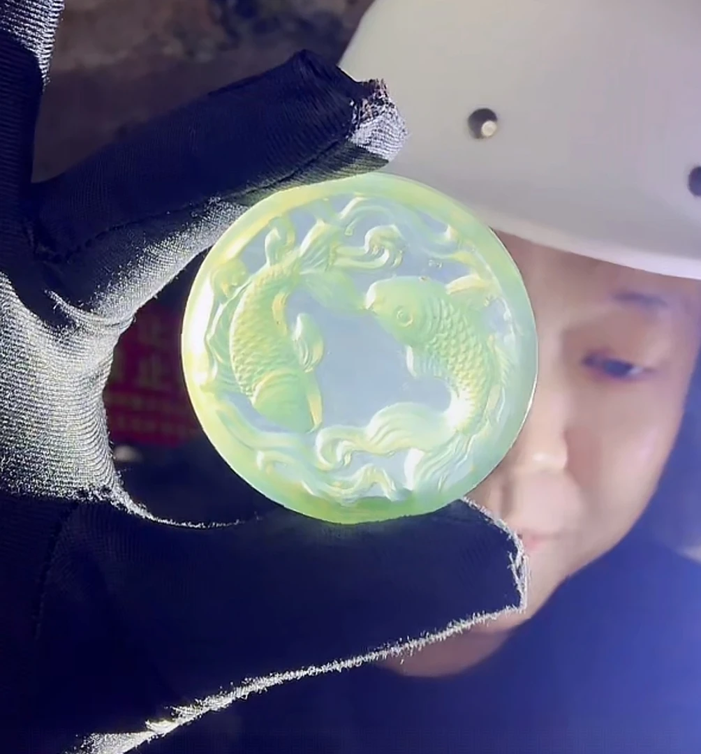 《抖音官方质检发货正品保真》天然A货双鲤鱼吊坠多样性发其一LX"