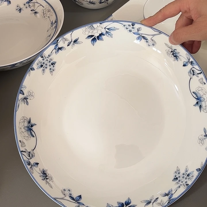 瓷片微瑕骨瓷盘一个27厘米蓝孔雀