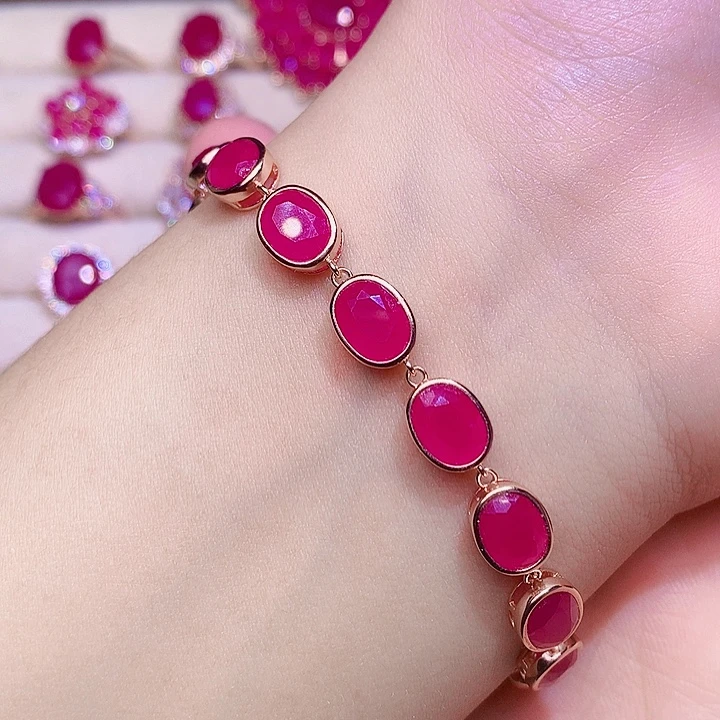 红宝石手链银S925镶嵌