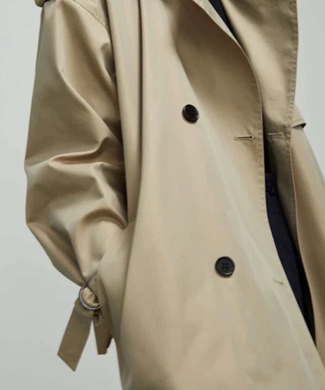 新品 英伦风女士宽松双排扣外套风衣RL0005