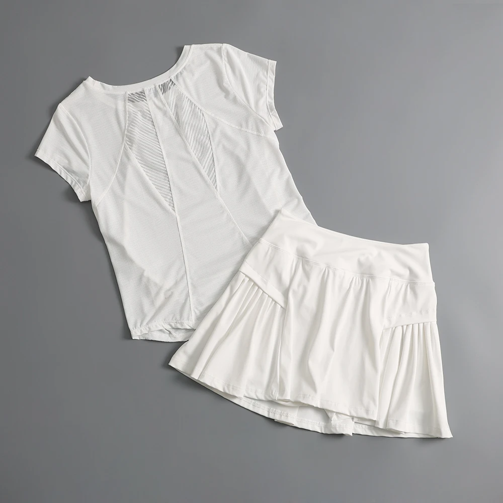 高颜值羽毛球服女夏2025新款网球运动套装跑步短裙健身衣速干短袖