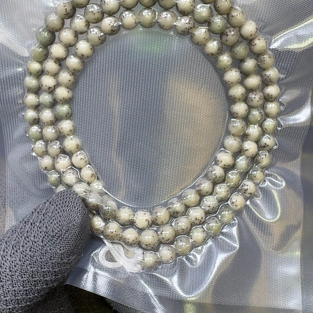 手串星月菩提7mm石玉料大留白圆珠长串