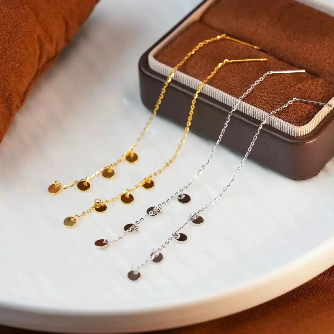 铜合金亚克力耳饰S925星光点点小圆片耳线女轻奢百搭法式复古耳饰