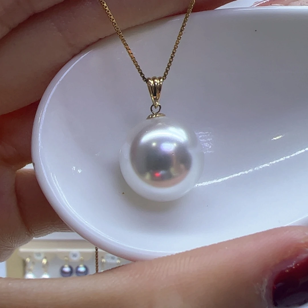淡水珍珠吊坠(赠链)18K金镶嵌