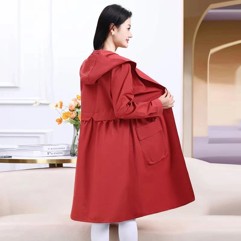 中老年风衣外套女装高档中长款韩版宽松时尚流行洋气气质网红