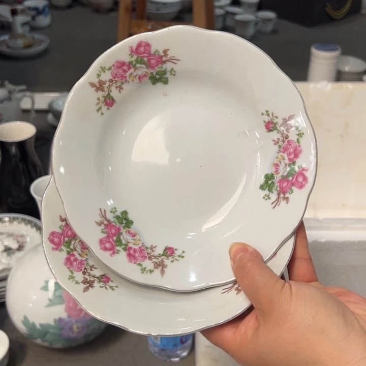 醴陵高温老盘子17.5厘米微瑕2个长*～