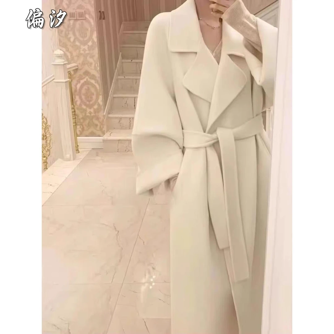 赫本风新款双面大衣女2025秋冬中长款小个子高级感毛呢外套冬季