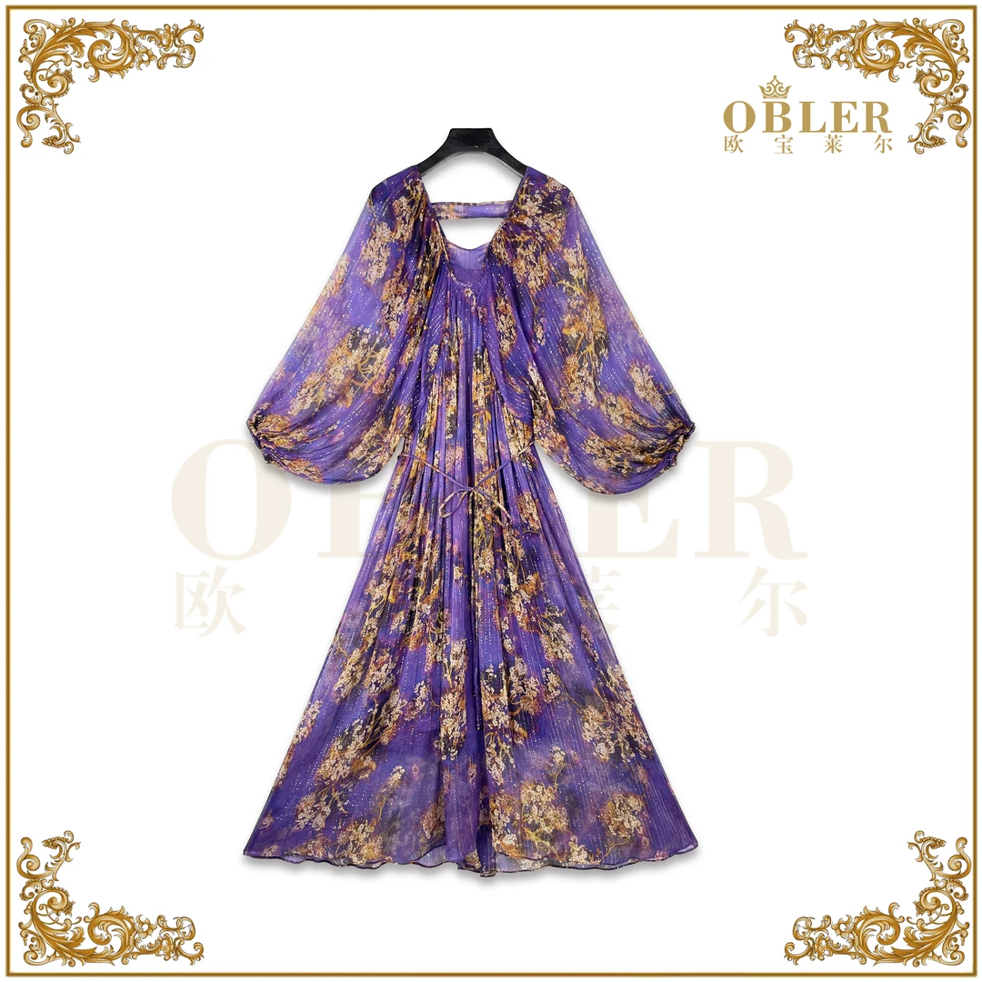 【欧宝莱尔】OBLE新款时尚真丝连衣裙 305-24636
