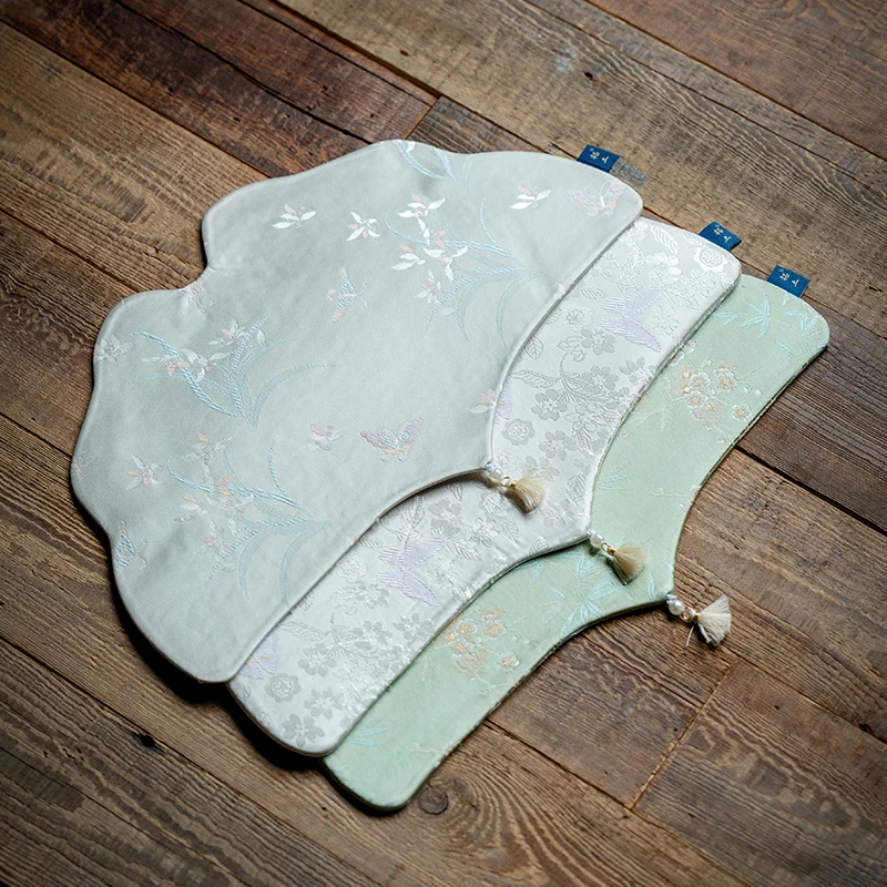 德白新中式蝴蝶繁花银杏叶茶席防水茶桌布垫子茶壶隔热垫茶道配件