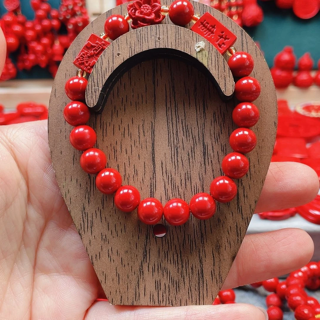 天然辰砂有钱花手串