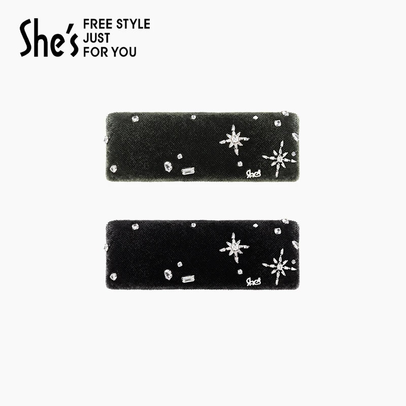 shes茜子巴比耶序曲轻奢原创优雅丝绒一字夹盘发横夹半发顶夹发饰