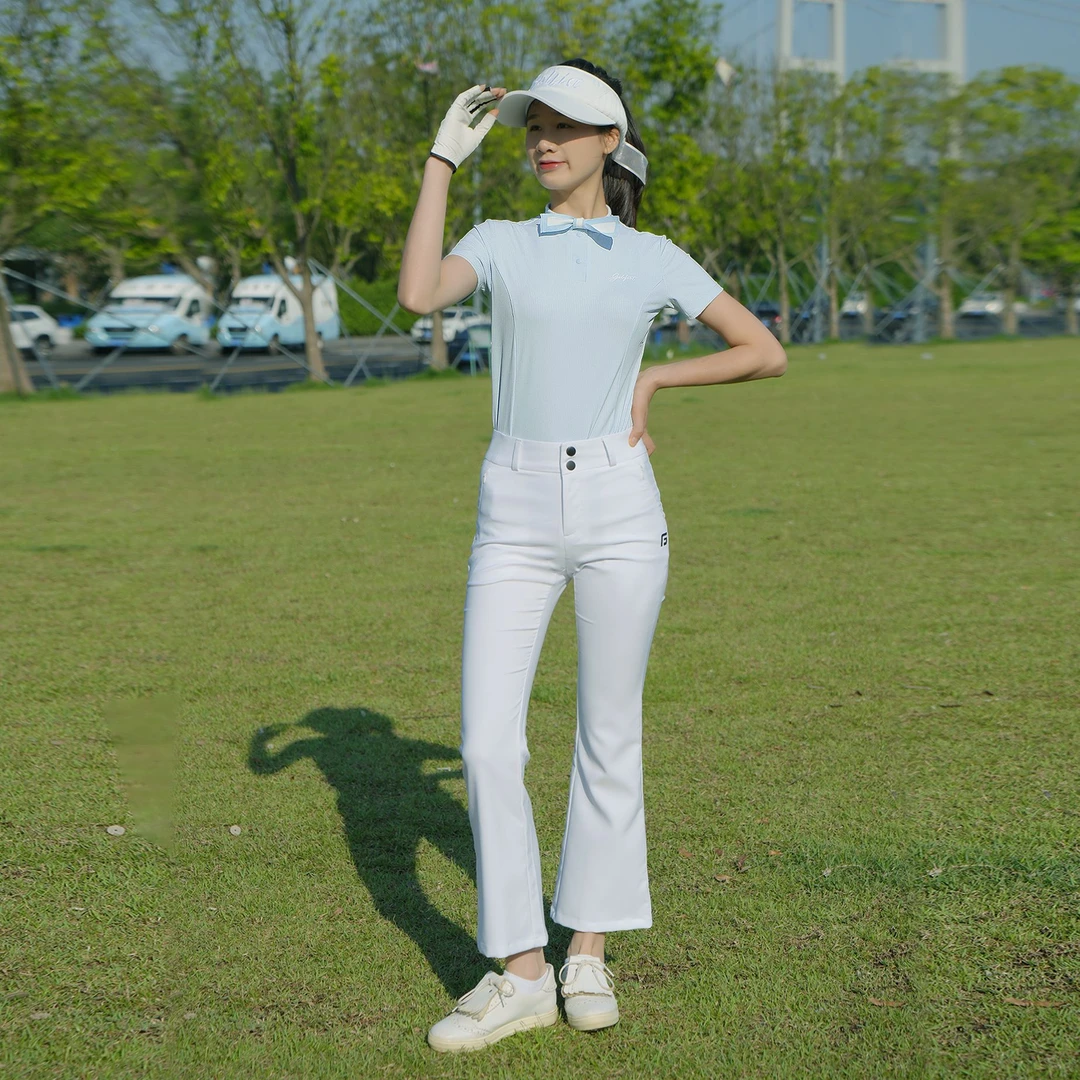 高尔夫新款夏季女士短袖户外速干透气翻领上衣时尚女款百褶裙女