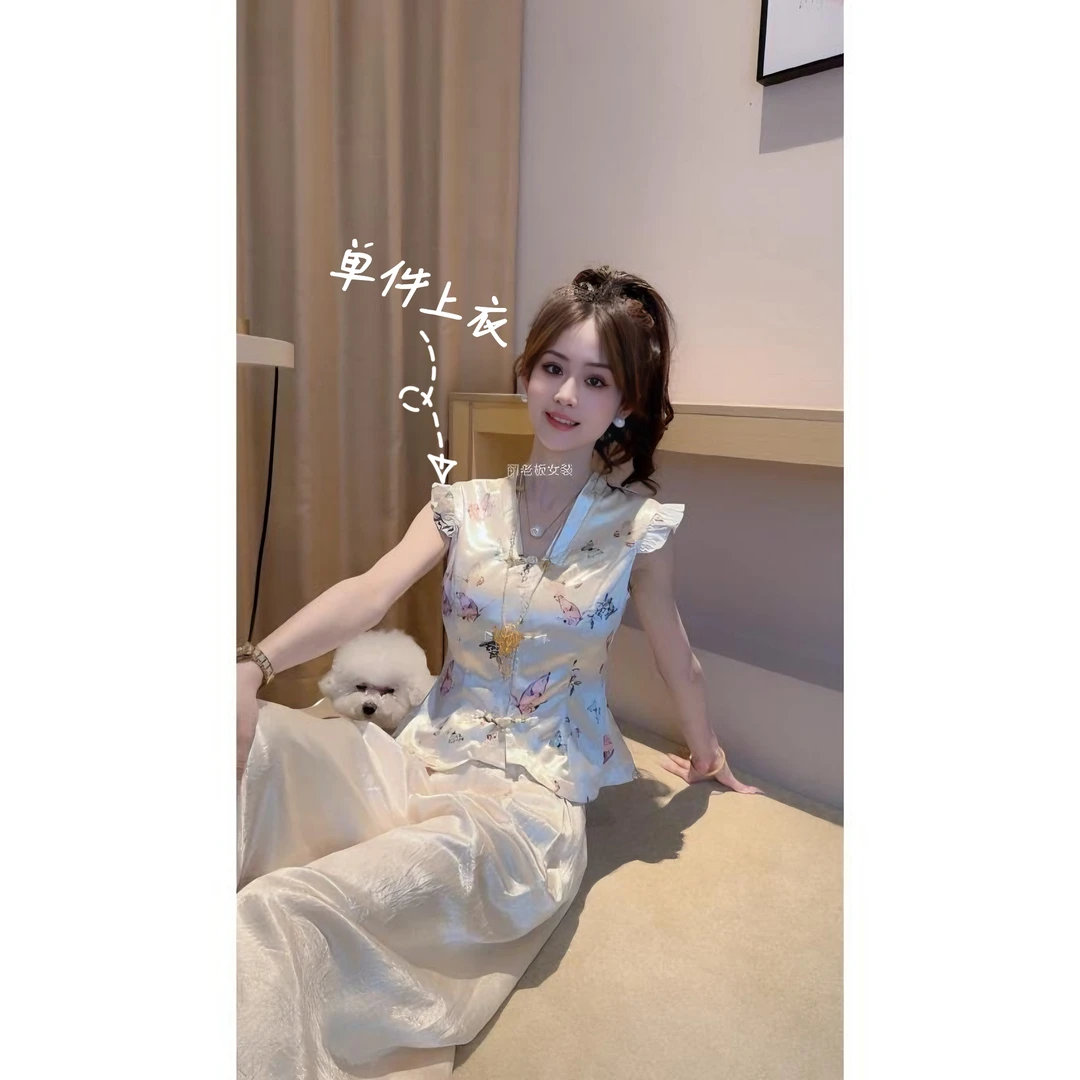 Ling【小公主】2025夏季新中式短袖T恤设计款修身洋气时尚薄款短袖T