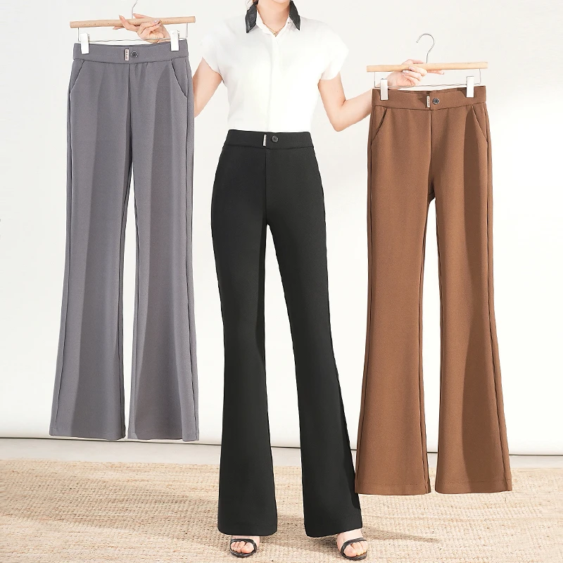 微喇裤女春秋高腰长裤时尚休闲西装裤外穿百搭显瘦女士九分裤2808