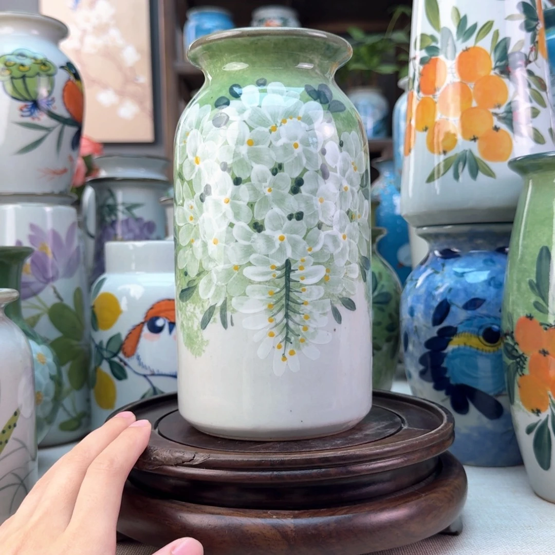 景德镇陶瓷手绘花瓶无孔