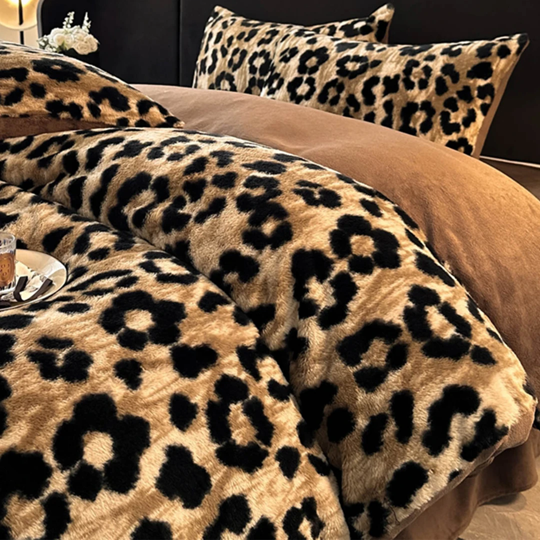 冬季双面加厚保暖兔毛绒床盖四件套牛奶珊瑚绒被套加绒面床单床品