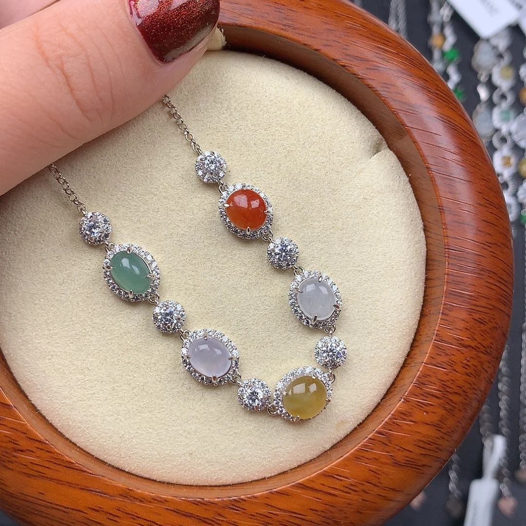 汐***7翡翠银S925镶嵌手链