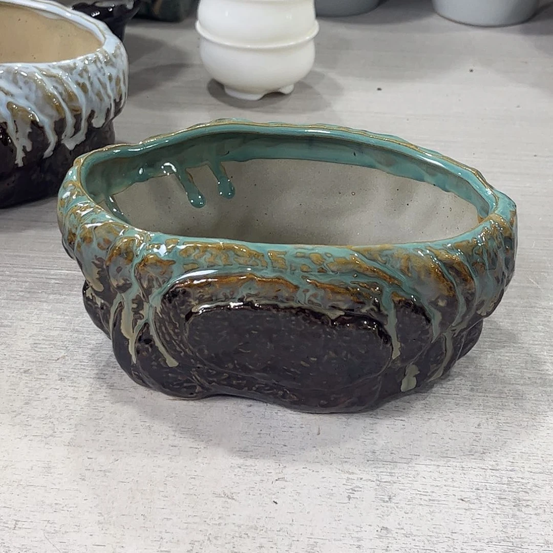 口径  17*12*8.5厘米陶瓷绿植多肉微瑕花盆