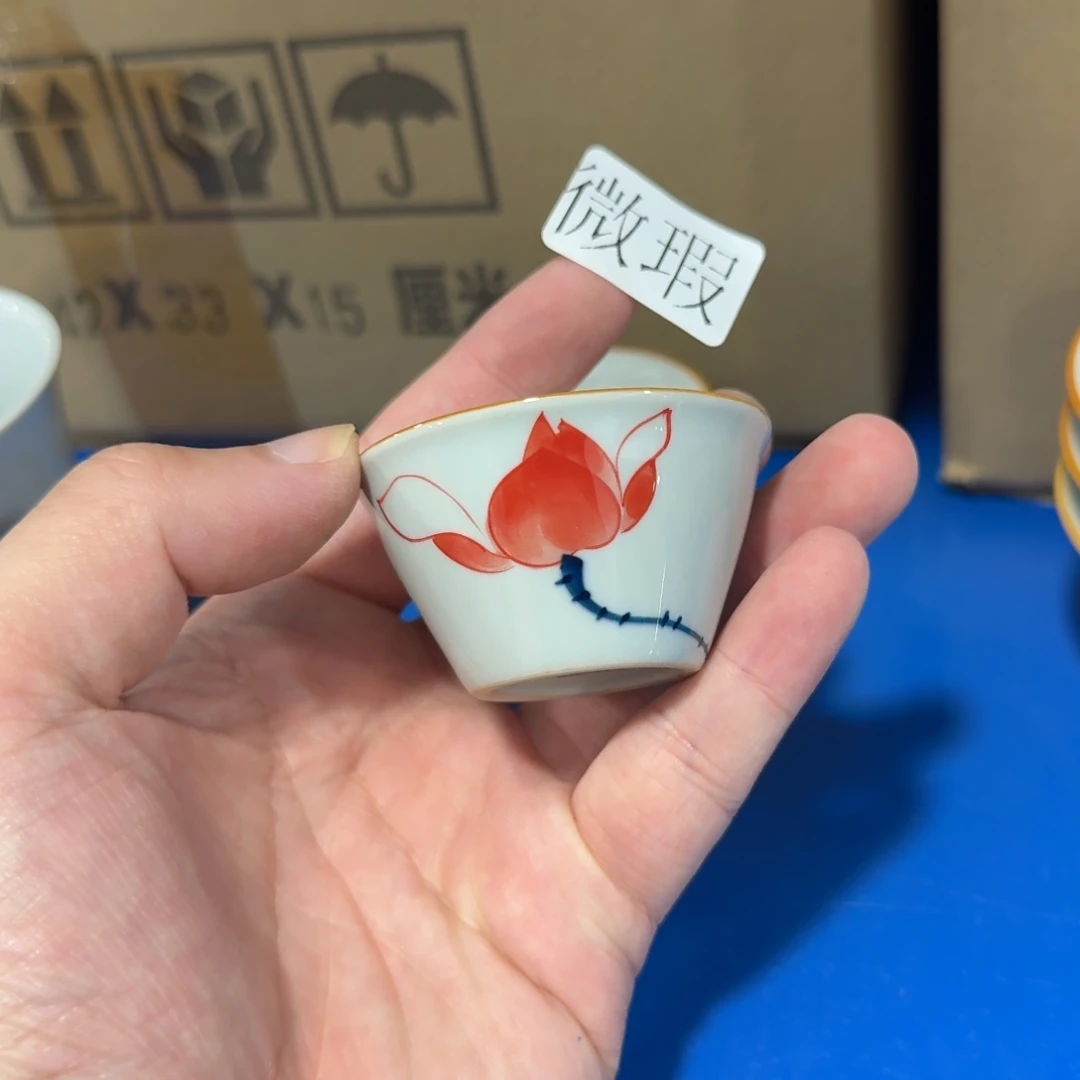 釉下手绘茶具微瑕