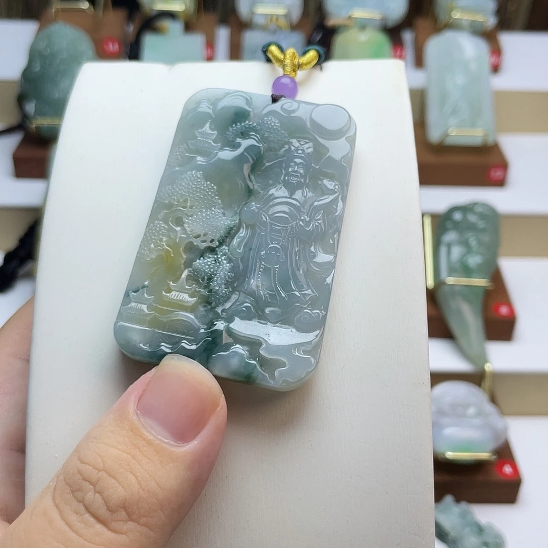 翡翠未镶嵌吊坠(不含链)山水财神