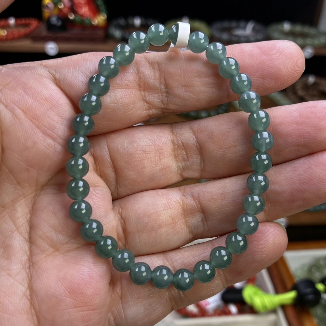 天然蓝水翡翠6mm手链女款串珠手链时尚