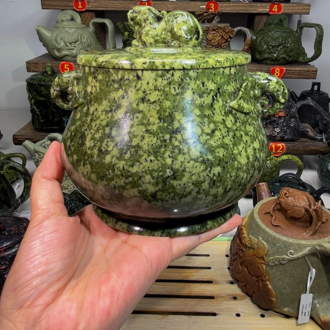 S***g石材藏玉药王石精品茶叶罐