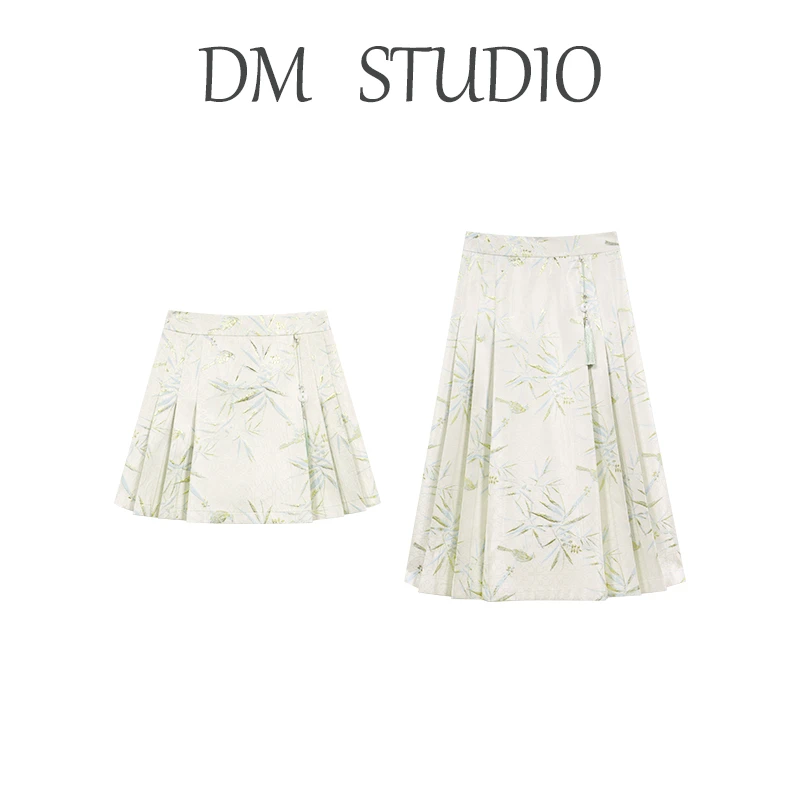 DM17015【入画江南】高腰百褶裙收窄下半身维度清爽自由百搭半裙