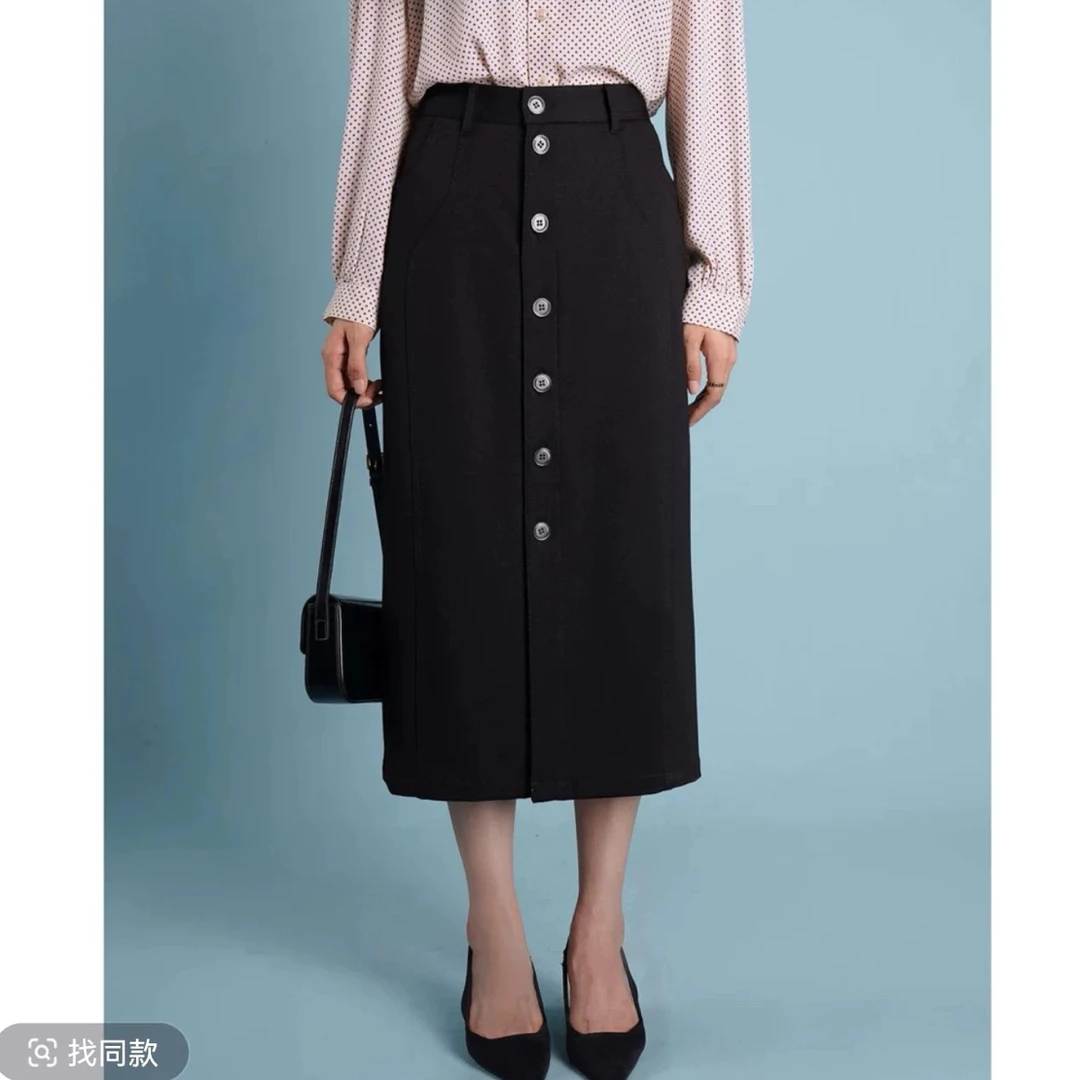 【官方正品】阿玛施AMASS 时尚百搭一排扣包裙长款半身裙520011