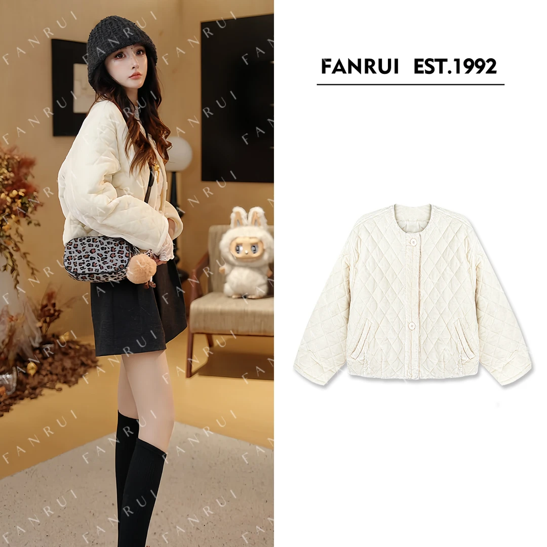 FANRUI/泛芮「贝贝biuu」暗纹菱格秋冬款纯色松弛感百搭外套B18682