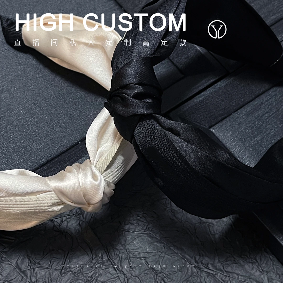 牛牛两色蝴蝶结缎面织带发箍