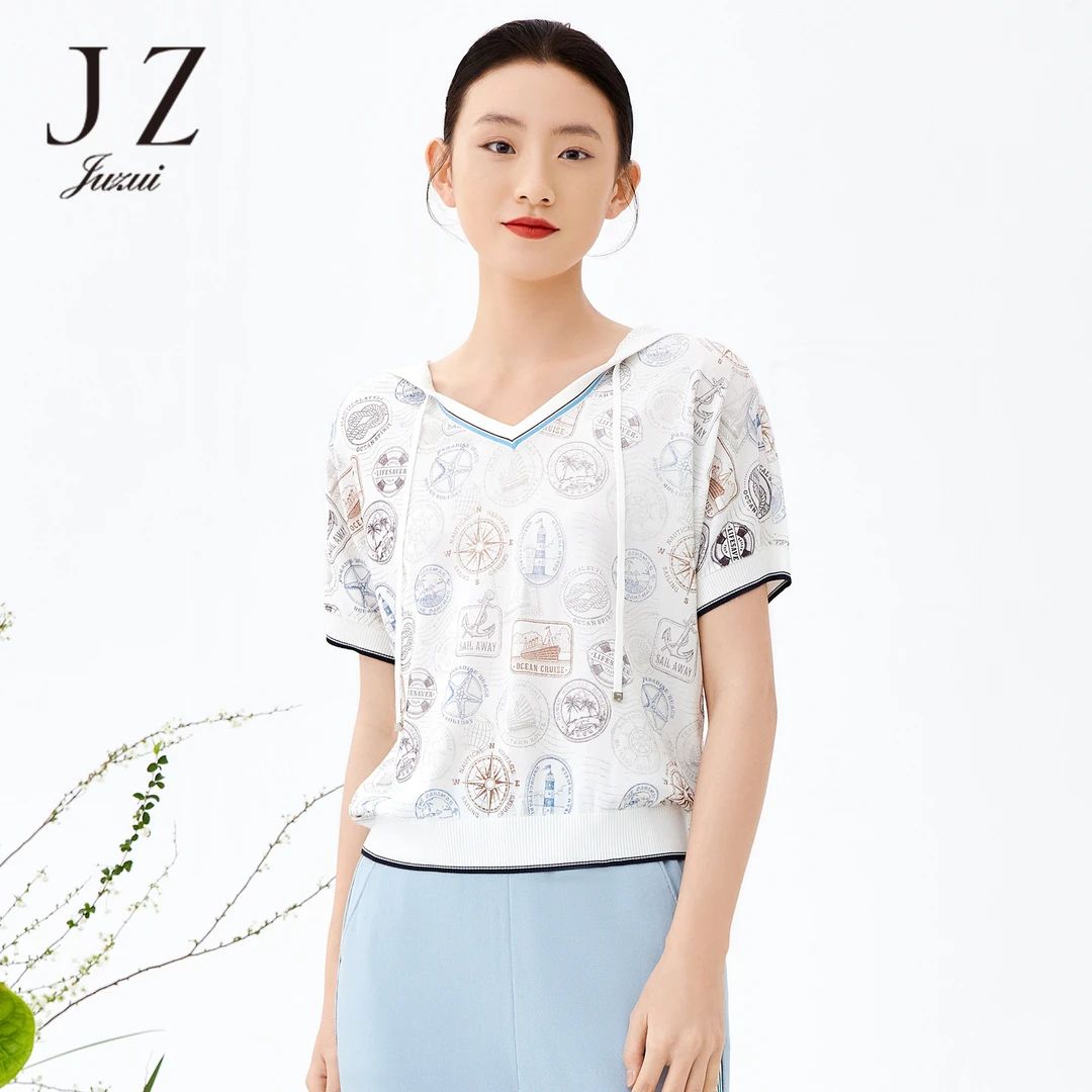 【羊羊专属】JZ玖姿-JWCX31235商场同单上衣夏轻松感印花针