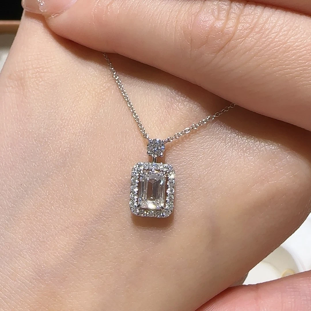 18K金镶嵌实验室培育钻石1.1卡香水瓶项链