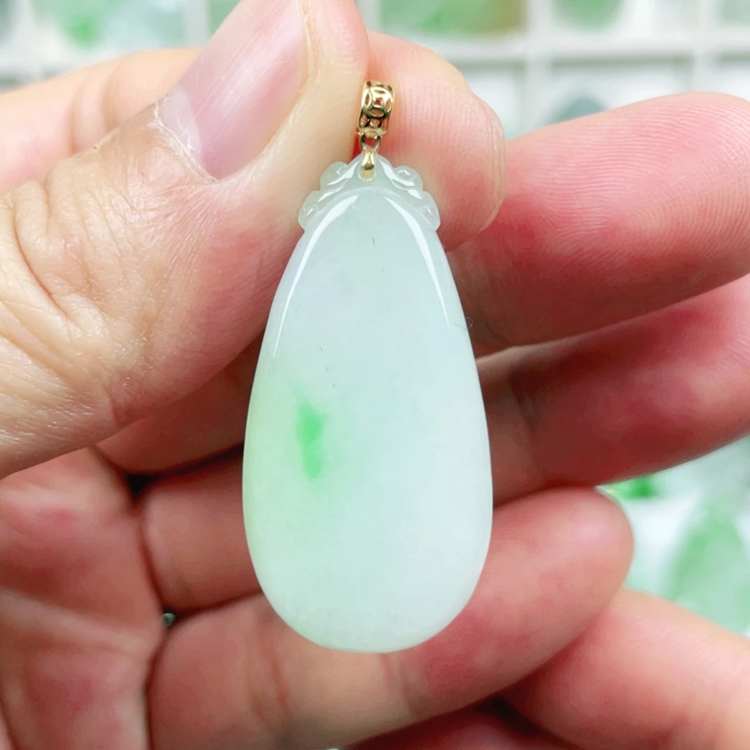 翡翠18K金镶嵌吊坠(不含链)