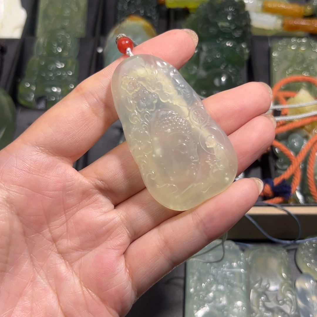 浅***笑蛇纹石玉未镶嵌吊坠(不含链)