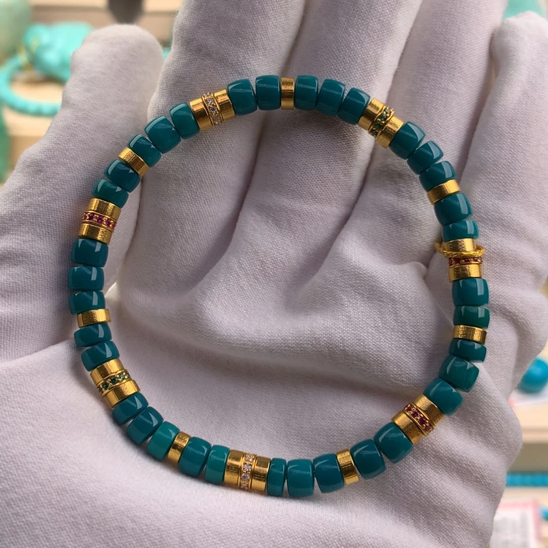 绿松石珠宝奇石18K金镶嵌