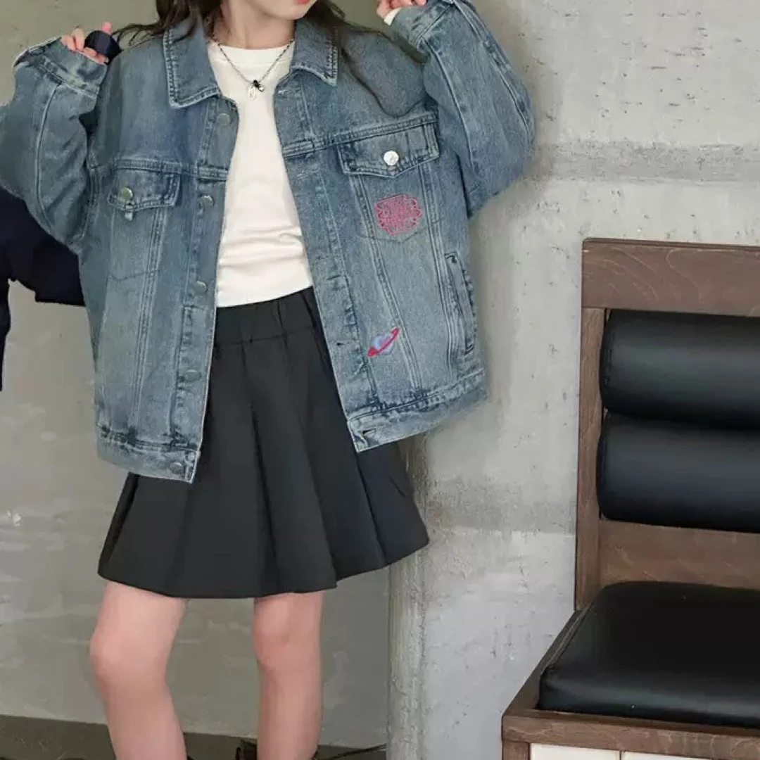 079-沫弛尔女大童休闲常规牛仔外套时尚宽松休闲上衣