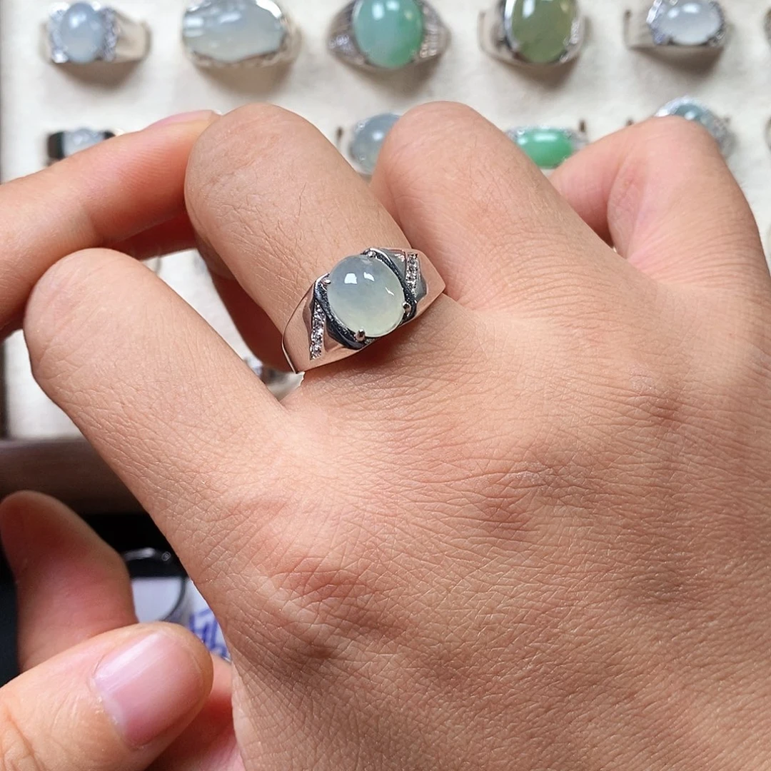 翡翠银S925镶嵌戒指