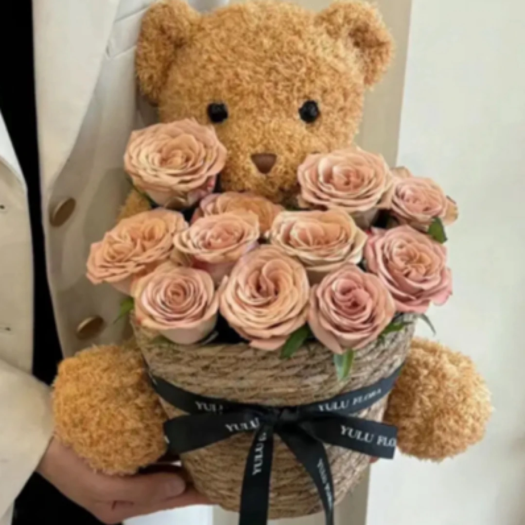 214情人节卡布奇诺爆款♥【拥抱爱情】鲜花订购送爱人女朋友男朋友同事领导情人节同城配送小时达外卖鲜花速递