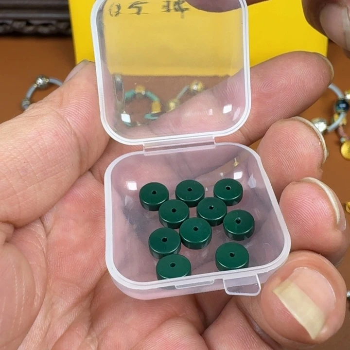 合成碳硅石铜合金文玩配饰绿小松隔片