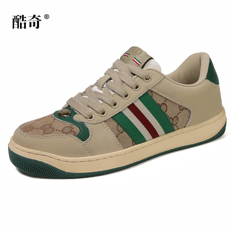 酷奇经典时尚复古港风式小脏鞋男女同款真皮牛皮运动低帮板鞋