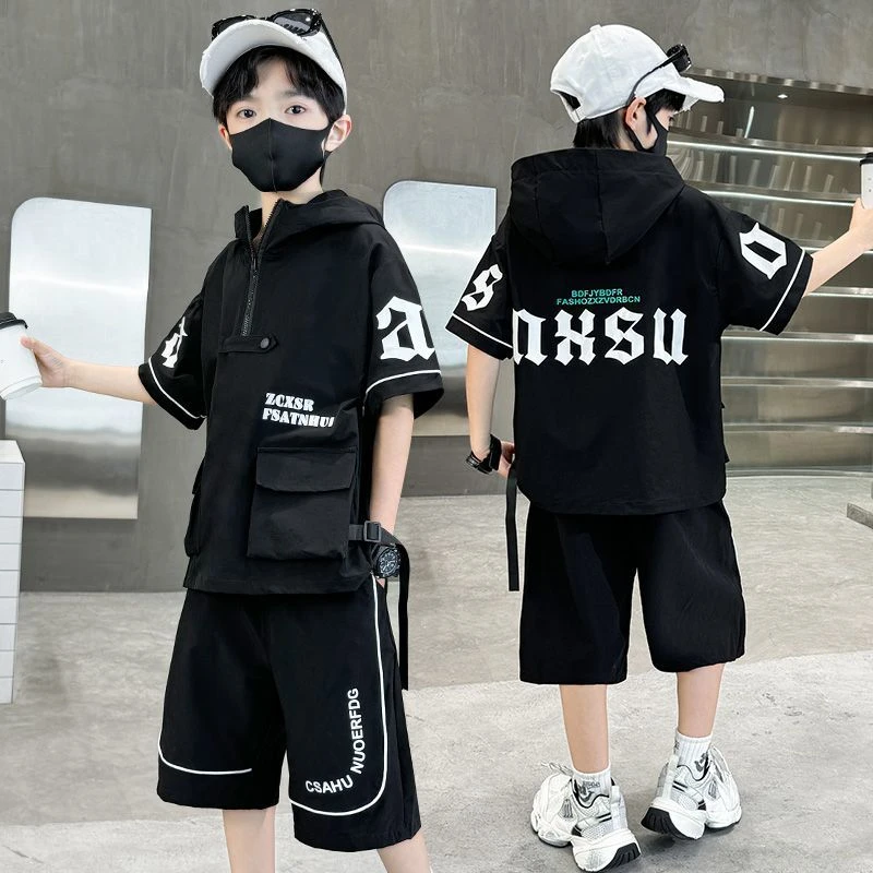 男童套装夏装韩版宽松新品中大童装男孩子夏季薄款运动两件套爆款